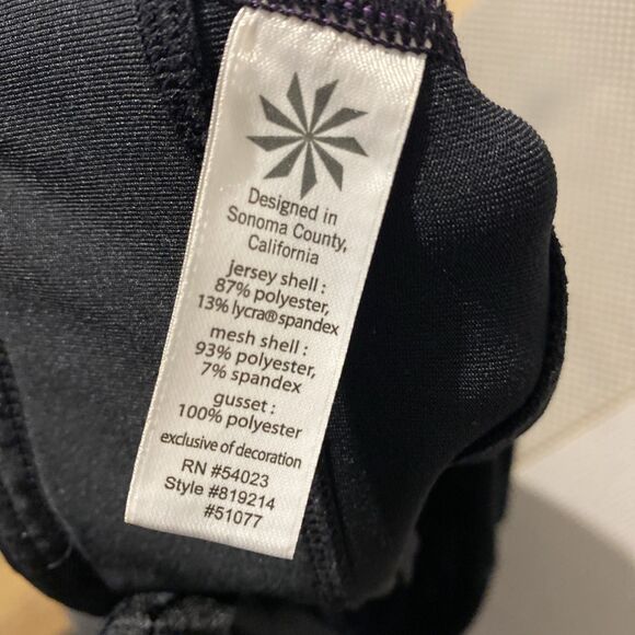 Athleta‎ 819214 Capri Workout Tights Small 13% Spandex Black Purple Stripe - Picture 6 of 6